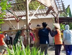 Kompak, Babinsa Sumberrejo Bojonegoro bersama Mahasiswa KKN bantu Perbaiki Rumah Warga*