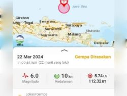 Gempa di Timur Laut Tuban Terasa Hingga Semarang dan Yogyakarta, Tak Ada Potensi Tsunami