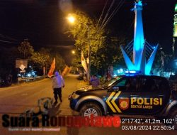 Rutinkan Patroli Blue Light Polsek Laren Menyisir Jalan Poros di Malam Hari