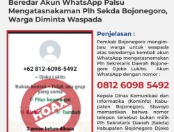 Warga Diminta Waspada Atas Beredarnya Akun WhatsApp Palsu Mengatasnakaman Plh Sekda Bojonegoro