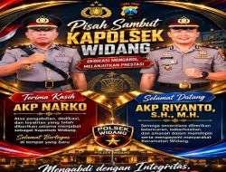 Pisah Sambut Kapolsek Widang, AKP Narko Purna Tugas dan AKP Riyanto Resmi Mengemban Amanah Baru